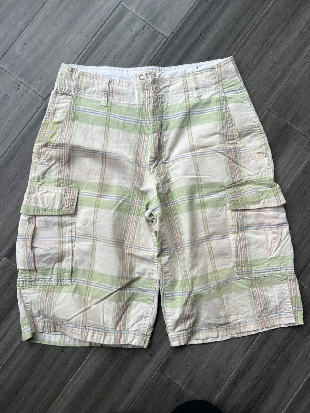 OTB Plaid Cotton Preppy Cargo Shorts 29